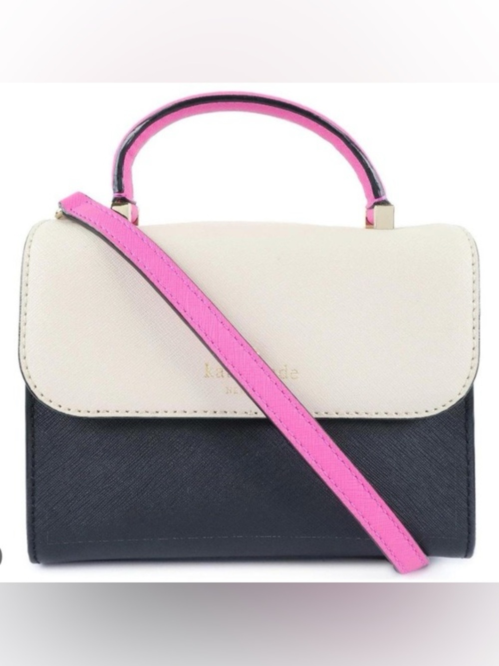 Kate Spade Cedar Street Mini Nora Satchel Handbag - Black/Beige/Pink - Crossbody